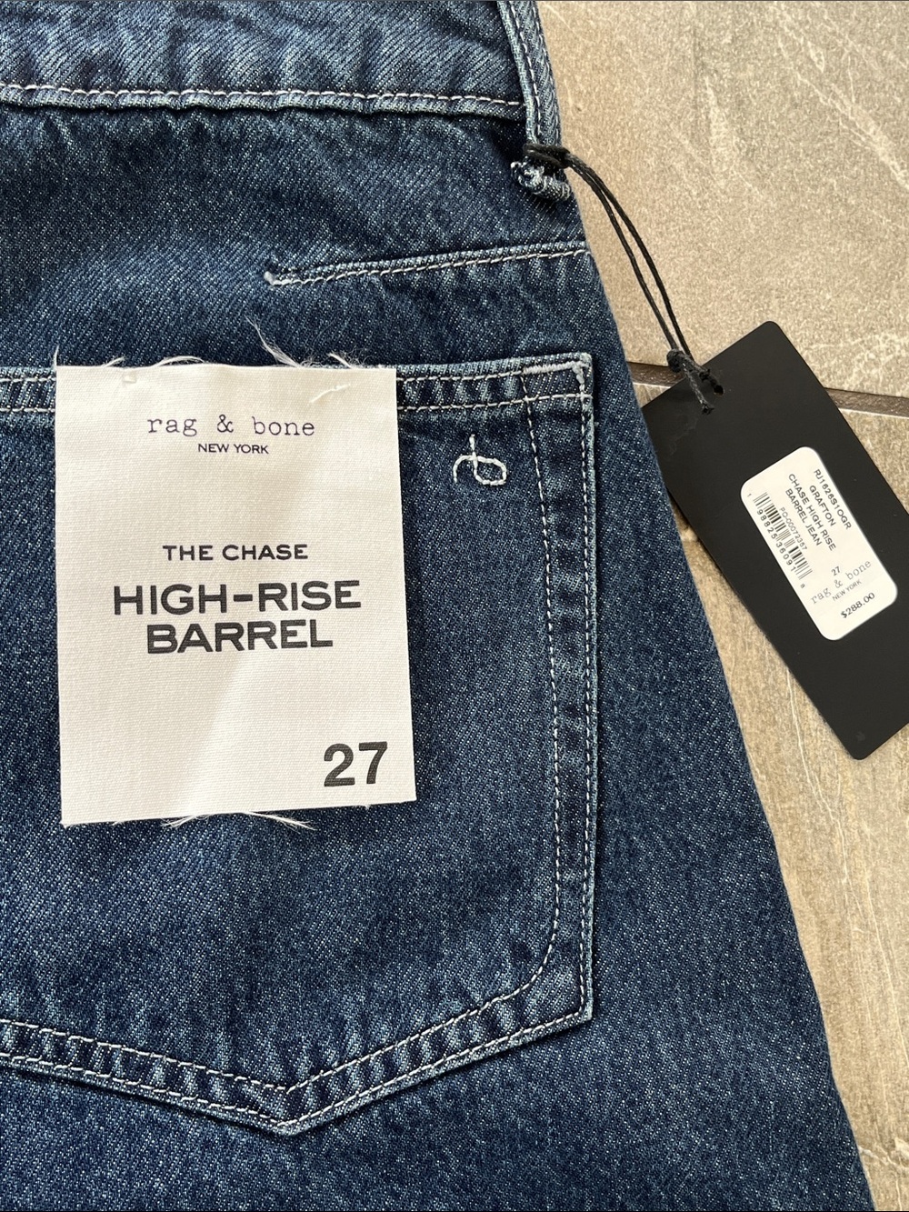 ๐ NWT Rag & Bone The Chase High Rise Barrel Jeans Size 27 Grafton Wash Cotton - Picture 7 of 13